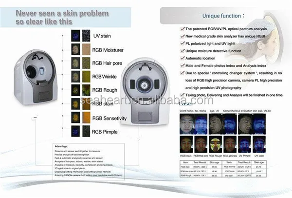 Professional skin analyzer / testing machine skin analysis device price with medical CE