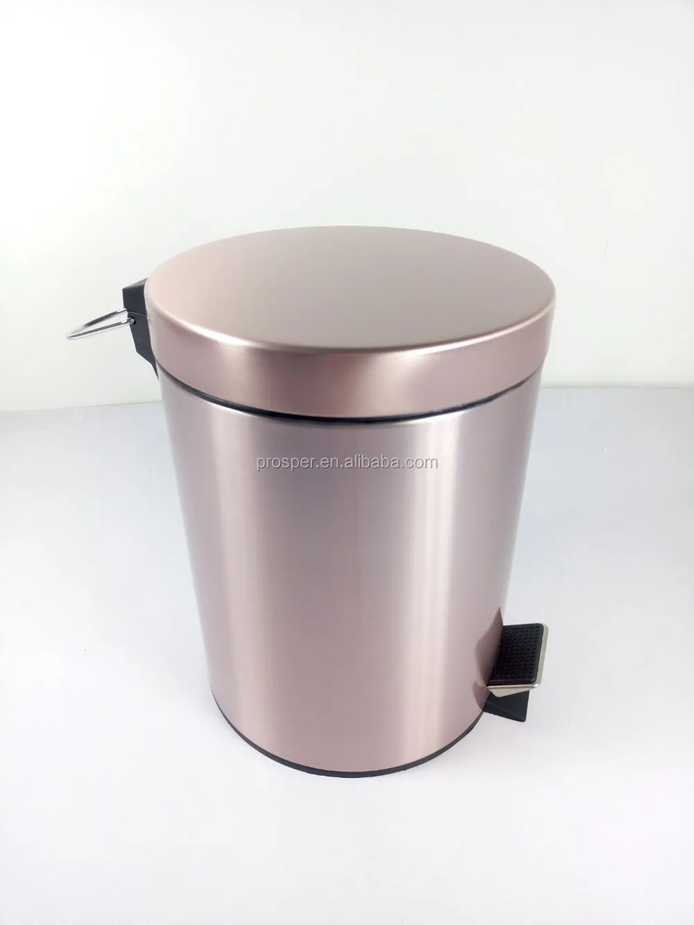 Rose Golden Garbage Bin Luxury Trash Can Metal Rose Golden Waste Bin