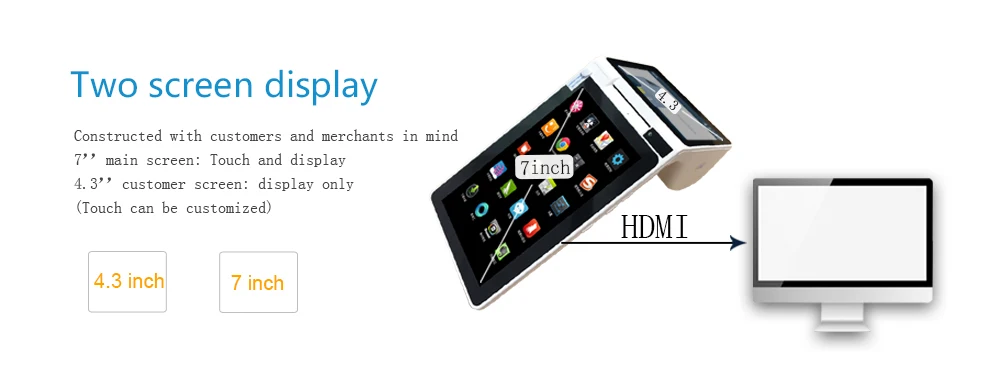 7 inch POS Hardware Android Mobile Payment POS Terminal With Touch Screen Built-in Printer Dual Screen NFC Reader