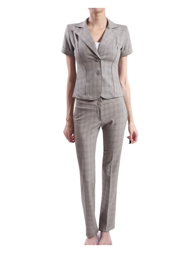 Ladies Short Sleeve Pant Suits Ladies Office Coat Pant Suit - Buy ...