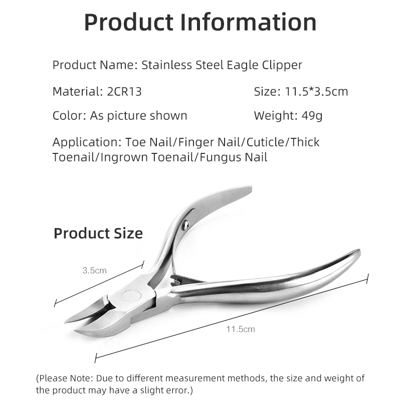 Stainless Steel Thick Toenail Nipper Finger Dead Skin Cuticle Scissor 