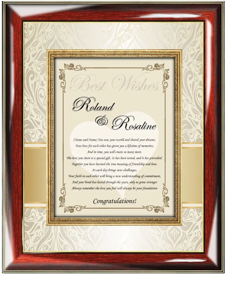 Wedding Poetry Gift To Bride Or Groom From Pas Friends Wedding Poetry Gift To Bride Or Groom From Pas Friends Personalized Present Plaque Daughter Son