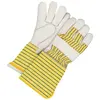 GLOVEMAN Long cuff winter Strip cotton back working gloves/full lined leather gloves
