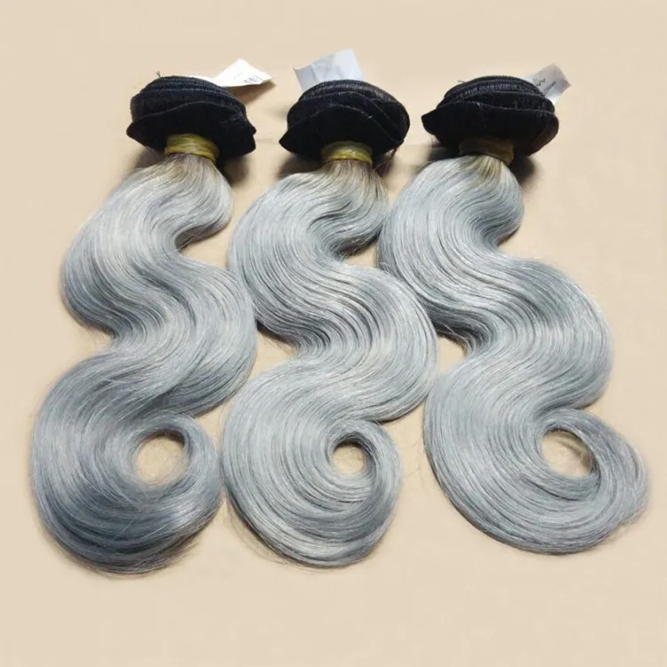 Xbl Brazilian Remy Human Hair Weave Vendors Two Tone Color 1b/gray