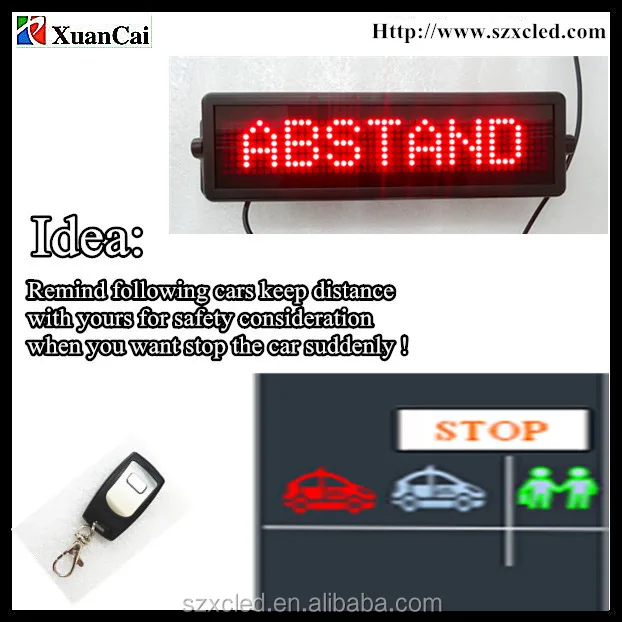 Wireless RF remote control calling fixed ABSTAND reminding words rear window LED car sign