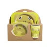 Guangzhou Food Grade Custom Printed Logo Bamboo Fiber Pp Plastic Travel Baby Feeding Dinner Kitchenware,Tableware Set