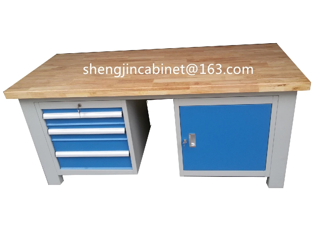 Factory price stainless steel work table with top wooden
