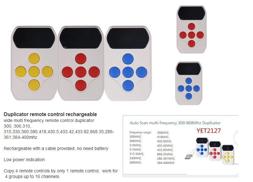 Rf Remote Key Multi Frequency RF Remote Key with USB YET2127