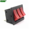 Red ship button 16a 250v 3 gang 9p rocker switch for warmer heater