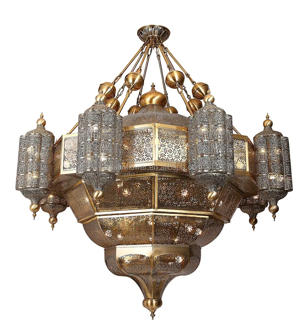 Mosque chandelier iron light fitting big project hanging lamp antique brass lamps light