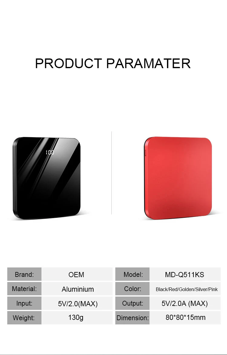 Newest Mini Full Mirror Screen Digital Display Mobile Charger power bank high capacity 10000 mAh - ANKUX.COM