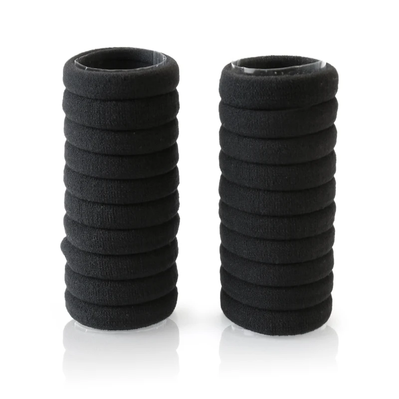 30pcs Black Thick Elastic Hair Ties Bands Rope Ponytail Holders