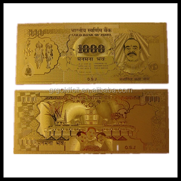 Gold Foil Collectable Banknotes 24k Gold Indian Rupee Notes - Buy Indian Currency Notes,Pure 
