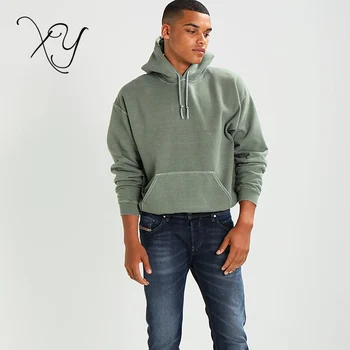 Blank French Terry Hoodies Olive Green 