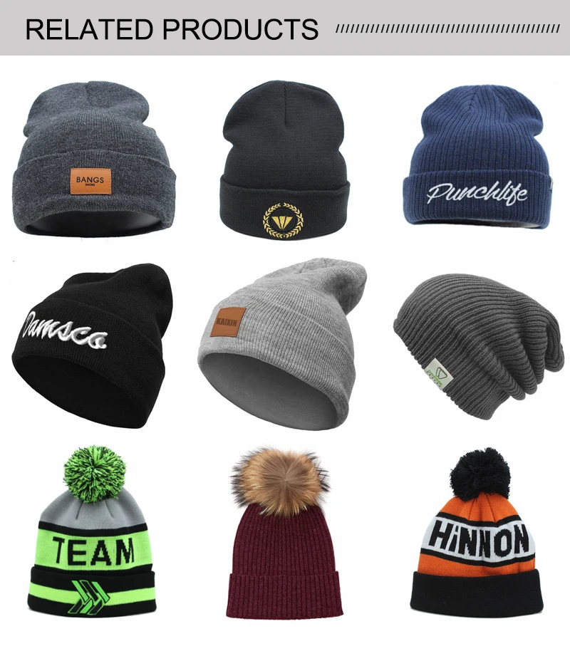 Custom Grey/black Woven Label Unisex Slouch Knitted Merino Wool Beanie