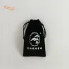 Promotional custom logo printed small mini black velvet drawstring pouch bag for jewelry
