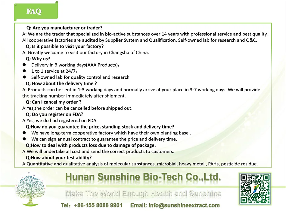 FAQ sqt Hunan Sunshine Biotech Co., Ltd.