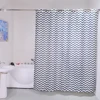 Polyester Fabric Black And White Stripe Hookless Shower Curtain