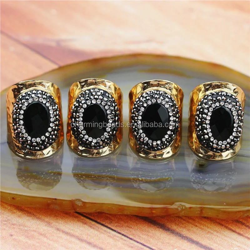CH-MAR0090 Fashion Natural big freshwater pearl jewelry ring,Rhinestone pearl adjustable rings,pave crystal pearl ring wholesale