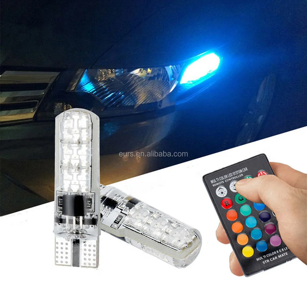 T10 W5W 5050 6SMD 1.32W 12V car led colorful RGB small light license plate explosion flash silicone wide light led