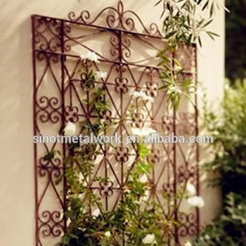 Decorated Wrought Iron Trellis Support For Flower Rose And Vine Wall Decorated Wrought Iron Trellis Support For Flower Rose And Vine Wall Mounted Metal Plant