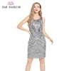 Sexy mesh v neck bead gala prom dresses embroidery geometric backless night short slim gown