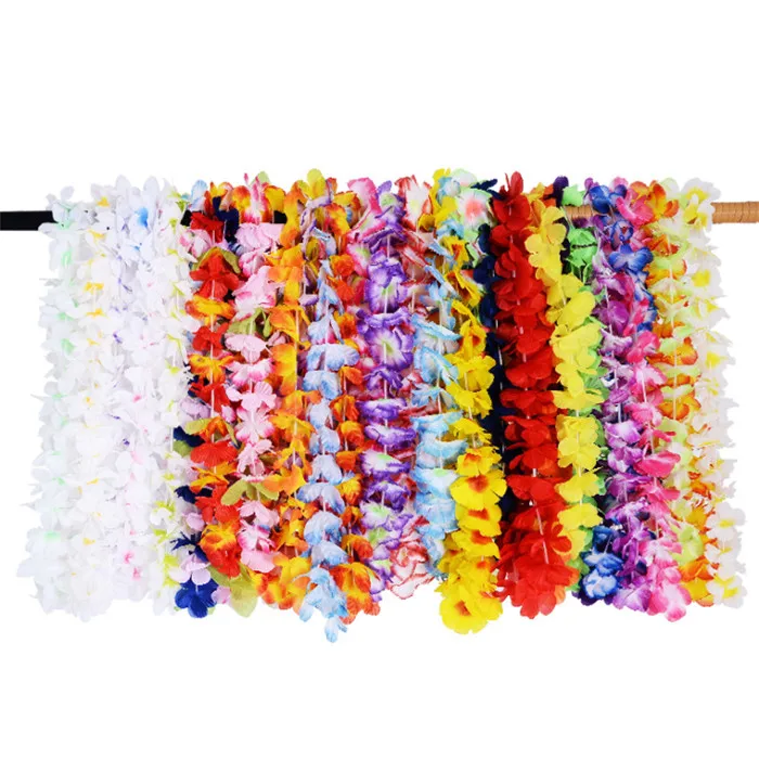 Colorful Artificial Silk Necklace Hawaii Wreaths Flower Lei Garland