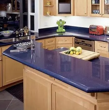 Chinese Solid Surface Epoxy Resin Faux Blue Quartz Countertop