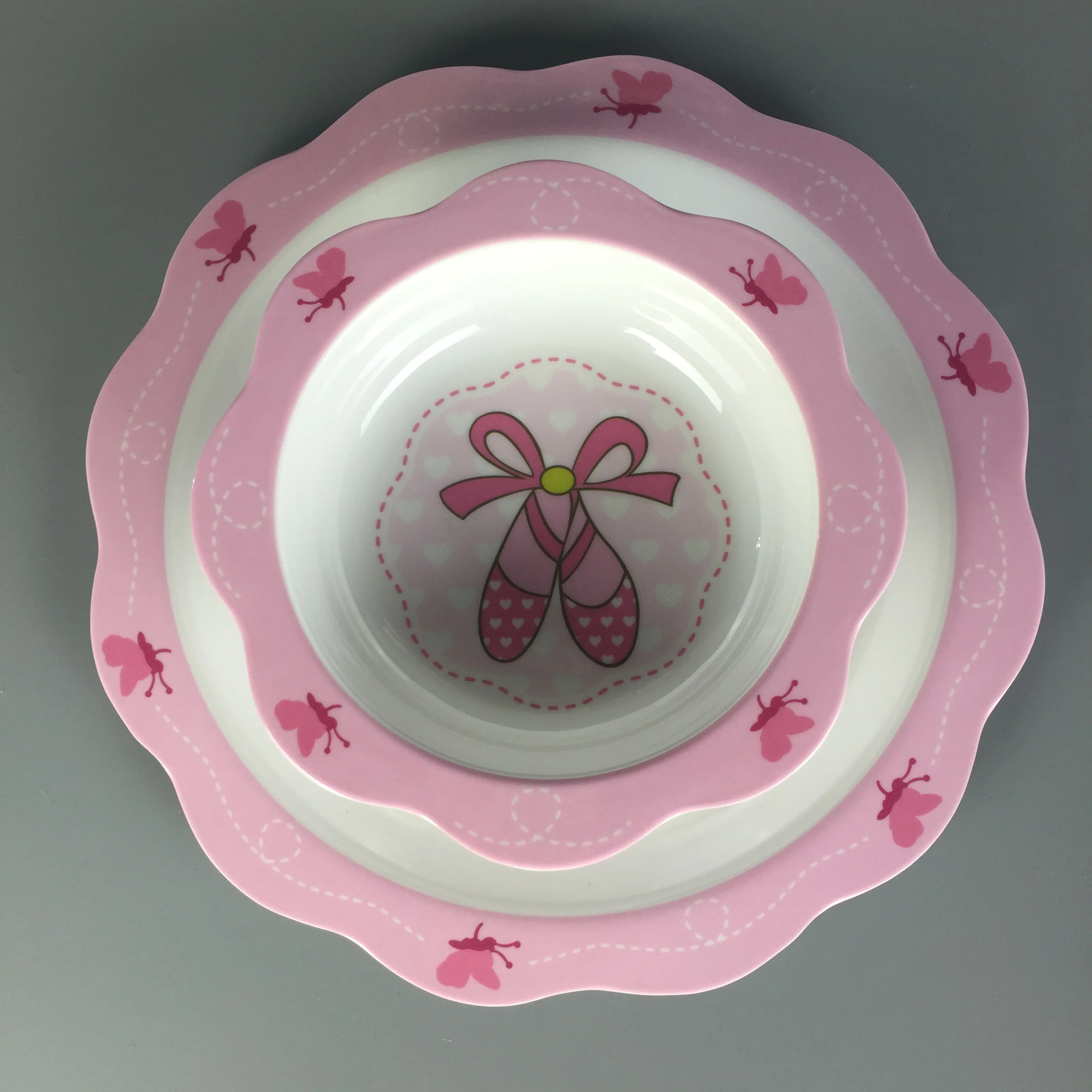 Fda Approved Cute Printing Design Melamine Children Dinner Set,3pcs