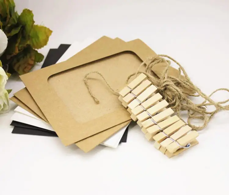 Photo frame paper Photo frame kraft paper Photo frame with wood clips 8