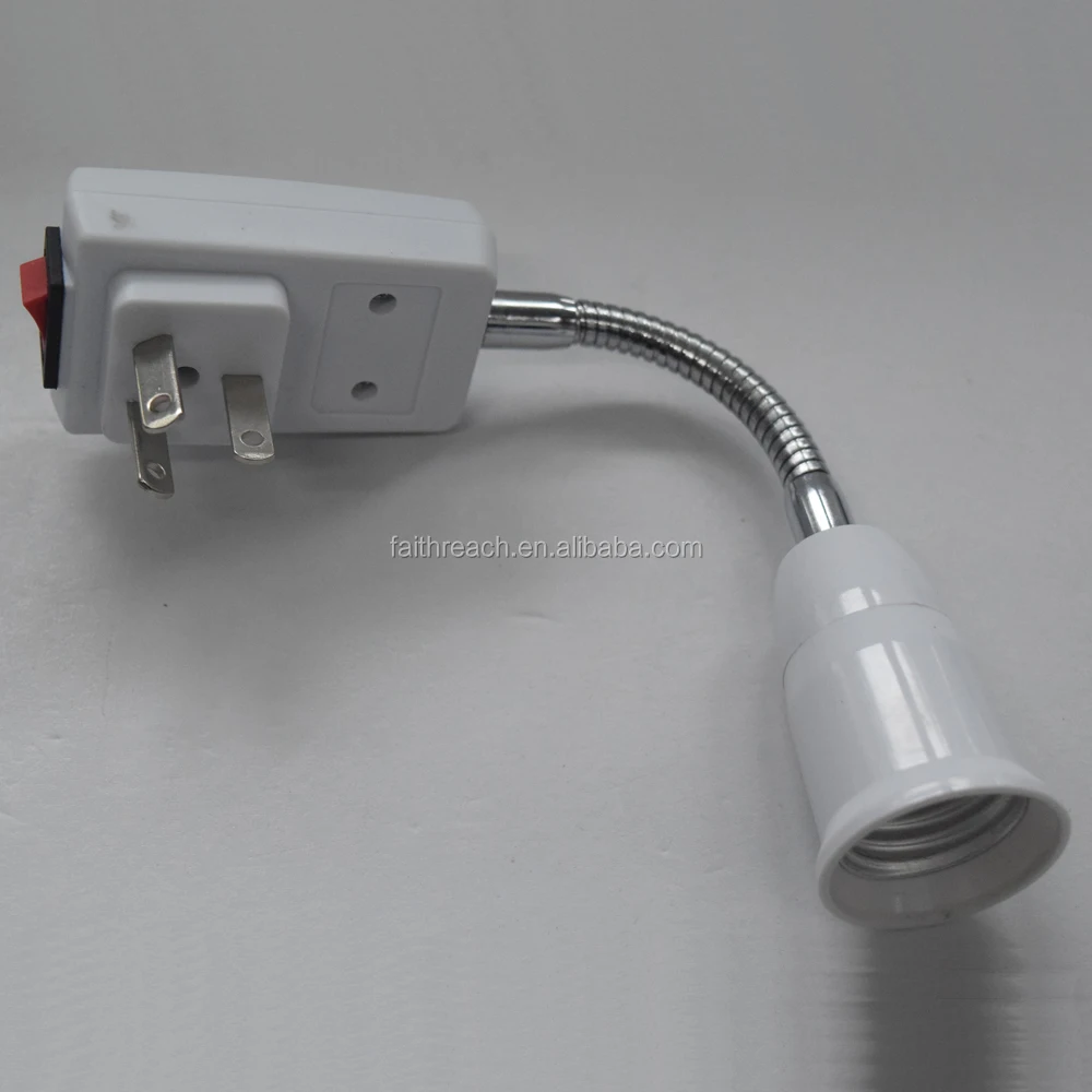 3 Pin Bulb Holder,Ce Listed E27 Flexible Gooseneck Lamp Holder 3 Pin Universal Adapter Plug With