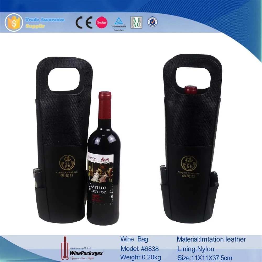 Woven Pattern Faux Leather Personalized Wine Gift Bags,Wine Glass Bag Buy Wine Glass Bag