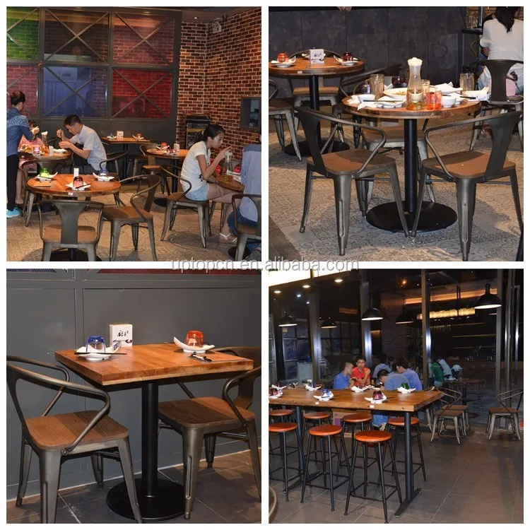 (spcs328) Wholesale Uptop Commercial Metal Wooden Coffee Shop