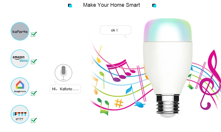 2019 Latest Wifi Smart Bulb Multicolor E27 1700K-6500K 10W 800lm WIFI Bulb For Household