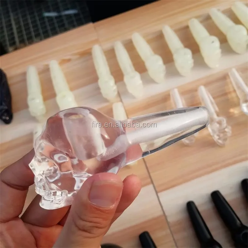 Wholesale Natural Quartz Crystal Smoking Pipes Skull Glass Long Pipe