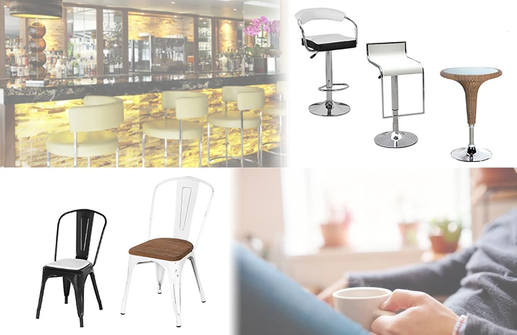 stainless frame modern adjustable swivel PU Bar Stool chair with round seat