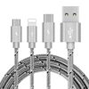 Amazon hot sell long fiber weaving nylon 3 in 1 usb data cable wire for samsung and iphone made in china