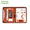 KID custom design with debossed logo handmade business PU presentation a4 folder with zippered closure