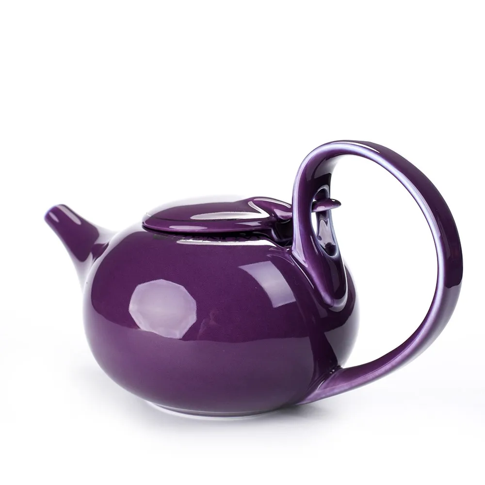 Ready To Ship High Quality Purple Color Glazed Ceramic Teapot Porcelain
