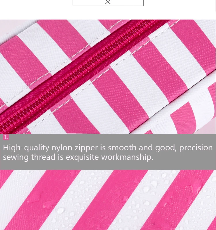 Pu Leather Cosmetic bags wholesale cosmetic bag set organizer Pink stripe printed custom cosmetic bag