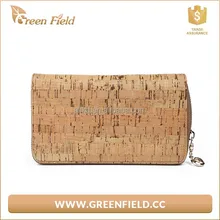 Новый дизайн женские длинные молнии пробкового дерева бумажник экологичный Корк кошелек для дам