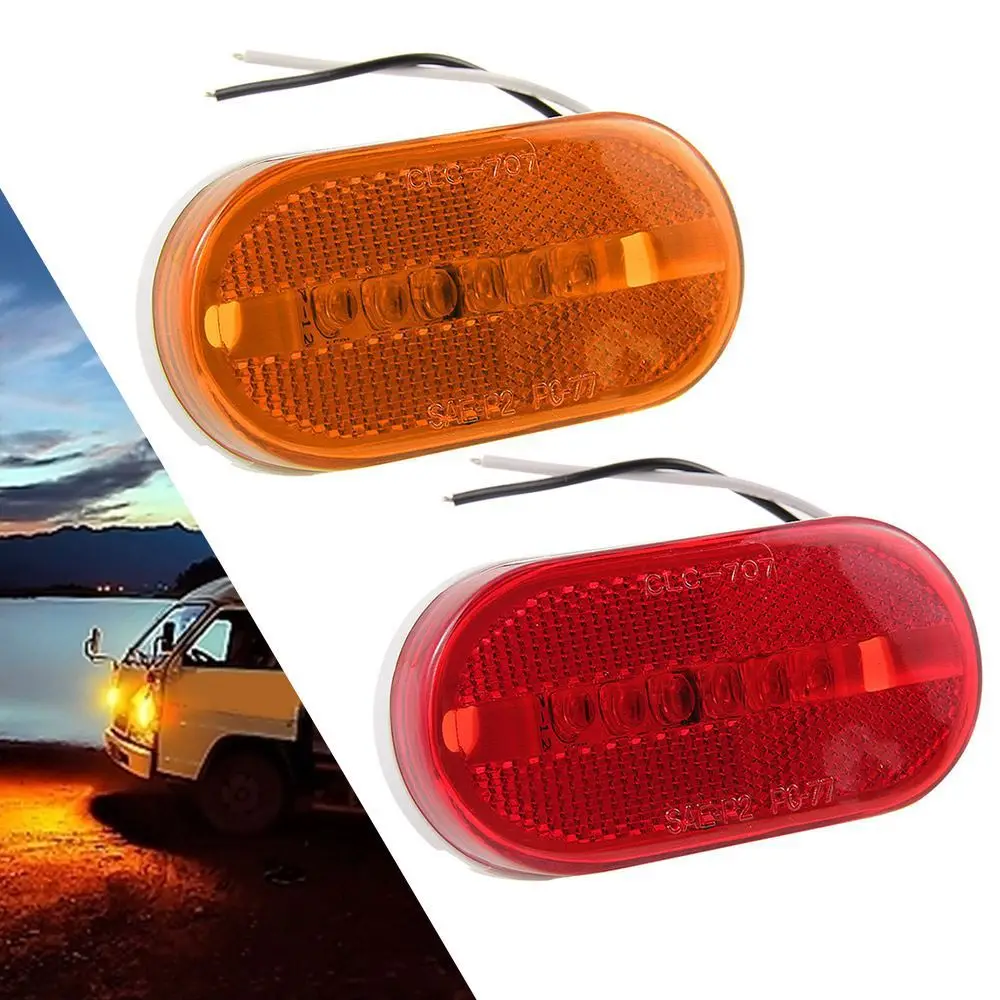 New Red Yellow 6 Led Side Marker Indicator Lights Truck Rv Trailer