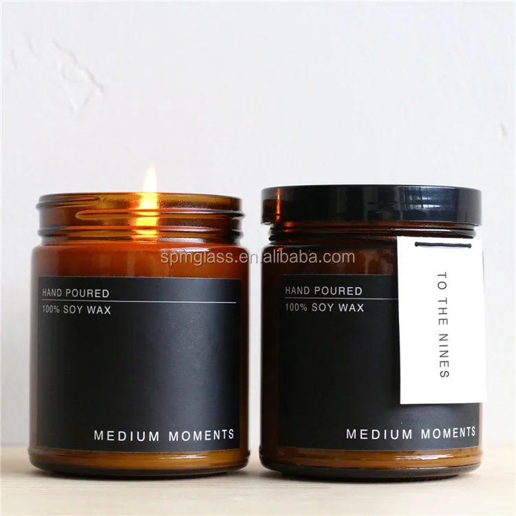 Soy Amber Candle Jars Wholesale With Metal Lid,250ml Amber Jars With