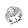 Jenia Setting 3 Rows CZ Diamond White Gold Plated 18k Rings With Wedding