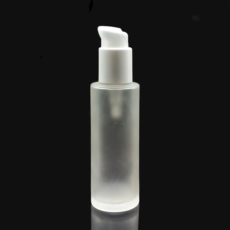 Download 100ml White Frosted Glass Bottle With White Cosmetic Pump ...