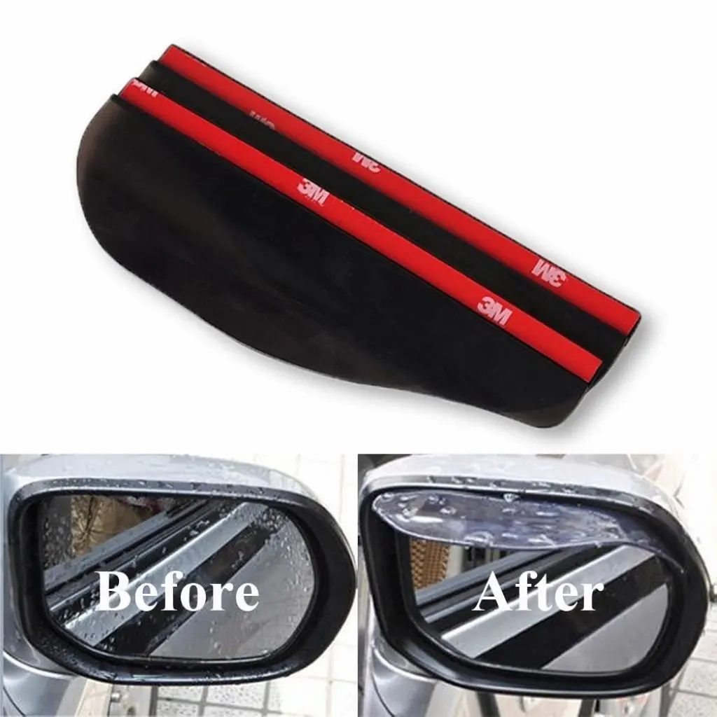 Universal Rear View Black Side Mirror Rain//Snow Shield For Car//Truck 2 Pieces
