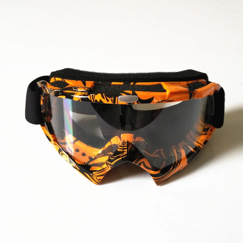Orange Outdoor Motor Cross Ski Goggles Anti Uv Anti Scratch Dustproof