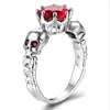 Silver and Black Punk Style Skull Zirconia Wedding Rings For Woman