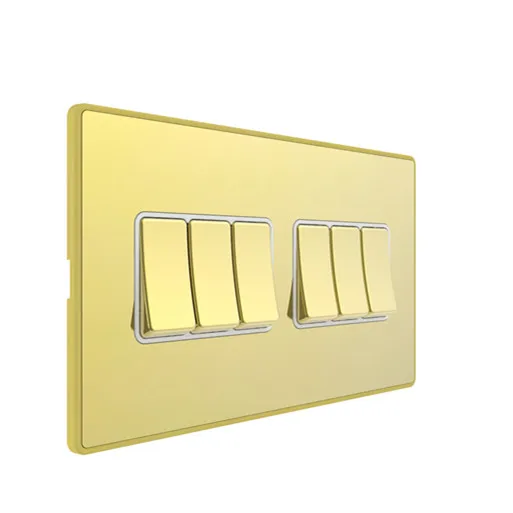 Stainless steel 10 A british standard 6 gang uk light wall switch