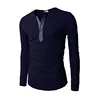 Latest European Designs Stand Collar Buttons Closed Fashion Tight Gothic Long Sleeve T-Shirts for Men